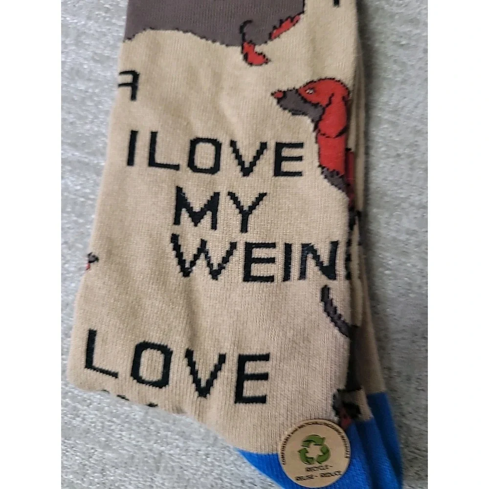 Oooh Yeah! Socks, Men's Cotton Crew Socks - I Love My Weiner (Dog)‎ NEW